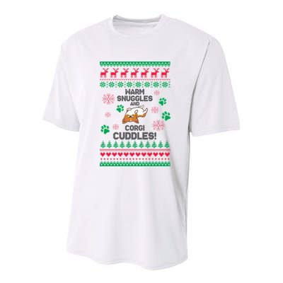 Warm Snuggles And Corgi Cuddles Ugly Sweater Youth Performance Sprint T-Shirt