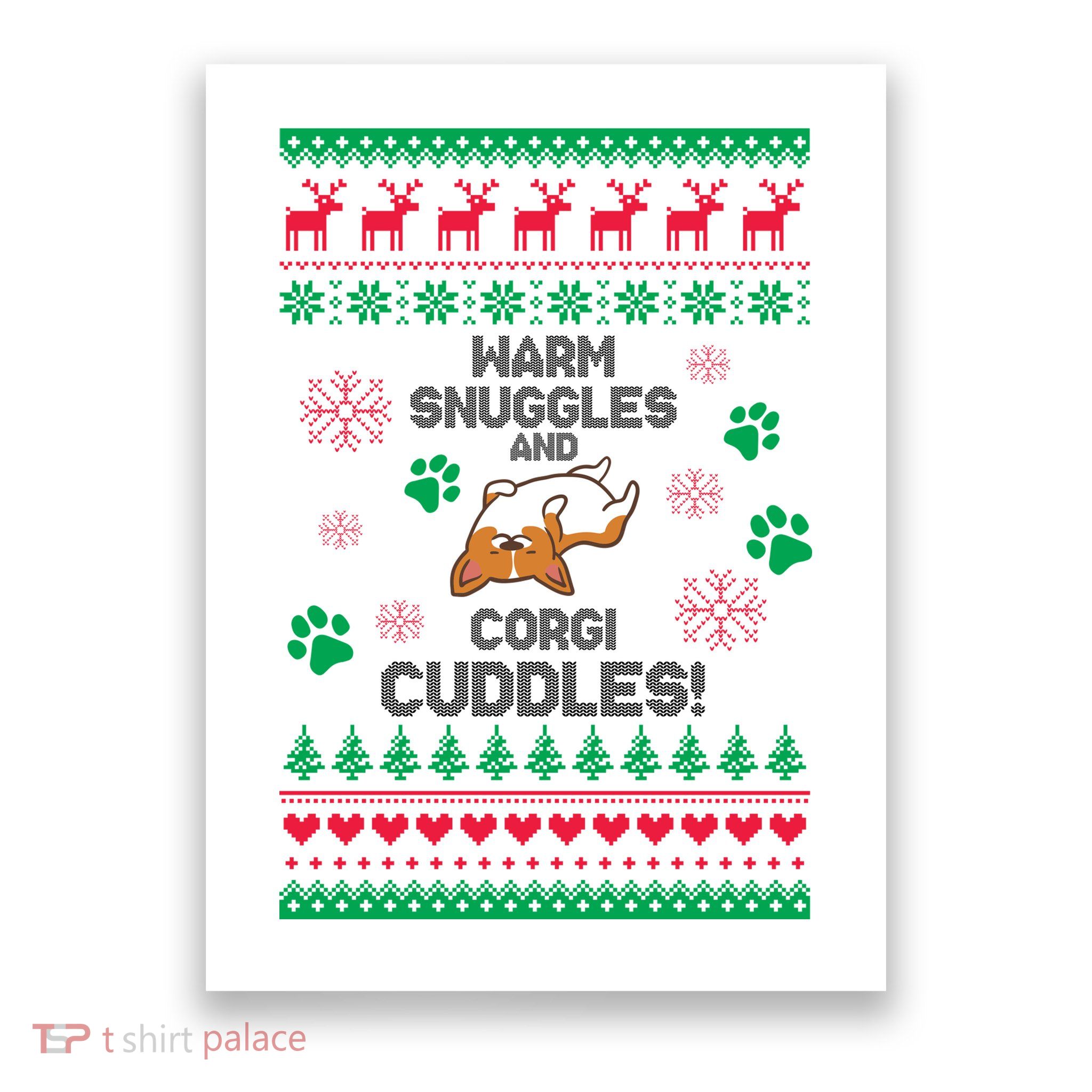 Warm Snuggles And Corgi Cuddles Ugly Sweater Poster