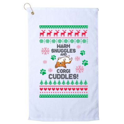 Warm Snuggles And Corgi Cuddles Ugly Sweater Golf Towel