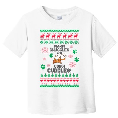 Warm Snuggles And Corgi Cuddles Ugly Sweater Toddler T-Shirt