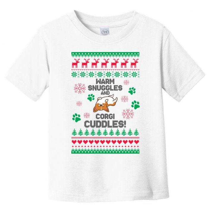 Warm Snuggles And Corgi Cuddles Ugly Sweater Toddler T-Shirt