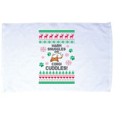Warm Snuggles And Corgi Cuddles Ugly Sweater Microfiber Hand Towel