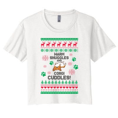 Warm Snuggles And Corgi Cuddles Ugly Sweater Crop Top