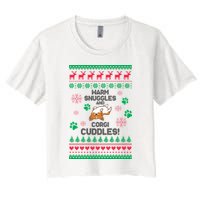 Warm Snuggles And Corgi Cuddles Ugly Sweater Crop Top