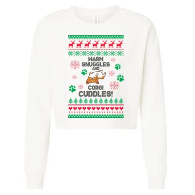 Warm Snuggles And Corgi Cuddles Ugly Sweater Cropped Pullover Crew