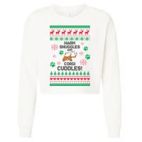 Warm Snuggles And Corgi Cuddles Ugly Sweater Cropped Pullover Crew