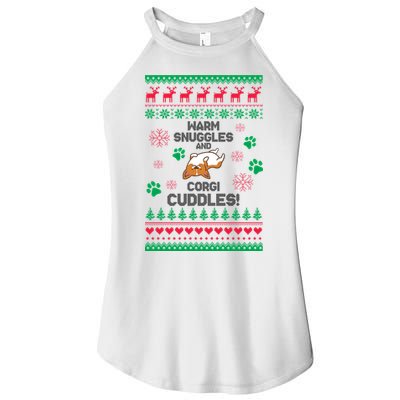 Warm Snuggles And Corgi Cuddles Ugly Sweater Women's Perfect Tri Rocker Tank