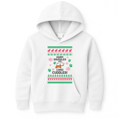 Warm Snuggles And Corgi Cuddles Ugly Sweater Kids Hoodie