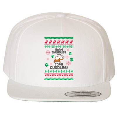 Warm Snuggles And Corgi Cuddles Ugly Sweater Wool Snapback Cap