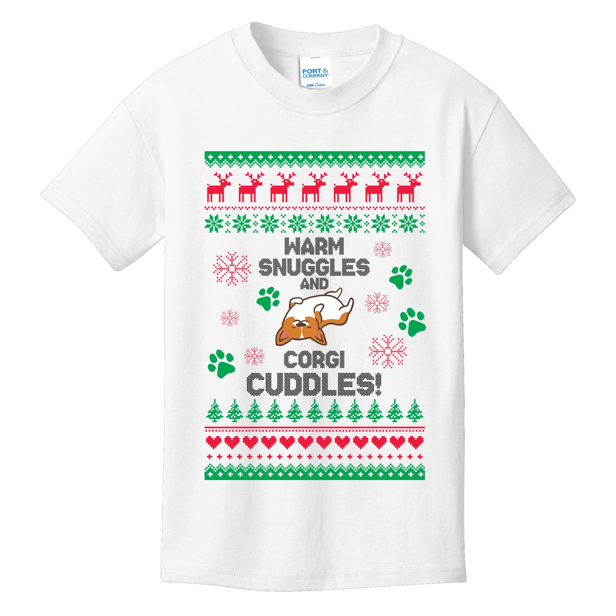 Warm Snuggles And Corgi Cuddles Ugly Sweater Kids T-Shirt