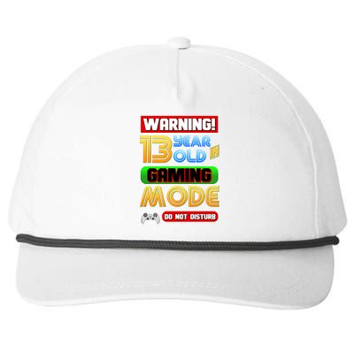 Warning 13 Year Old In Gaming Mode Birthday Snapback Five-Panel Rope Hat