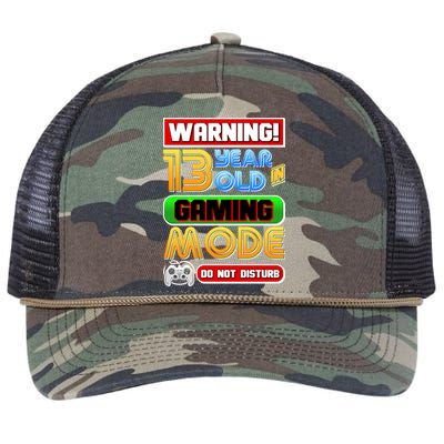 Warning 13 Year Old In Gaming Mode Birthday Retro Rope Trucker Hat Cap