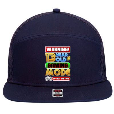 Warning 13 Year Old In Gaming Mode Birthday 7 Panel Mesh Trucker Snapback Hat