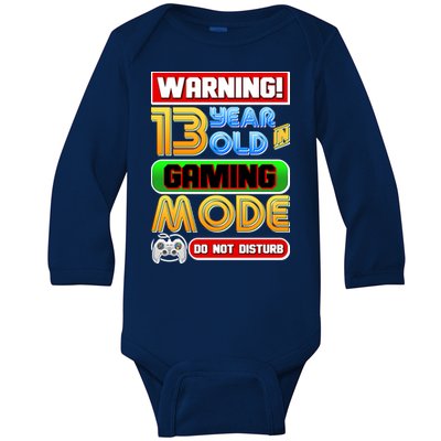 Warning 13 Year Old In Gaming Mode Birthday Baby Long Sleeve Bodysuit