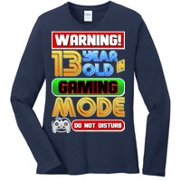 Warning 13 Year Old In Gaming Mode Birthday Ladies Long Sleeve Shirt