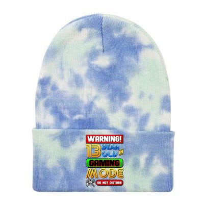 Warning 13 Year Old In Gaming Mode Birthday Tie Dye 12in Knit Beanie