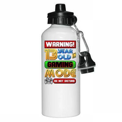 Warning 13 Year Old In Gaming Mode Birthday Aluminum Water Bottle