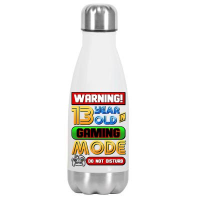 Warning 13 Year Old In Gaming Mode Birthday Stainless Steel Insulated Water Bottle