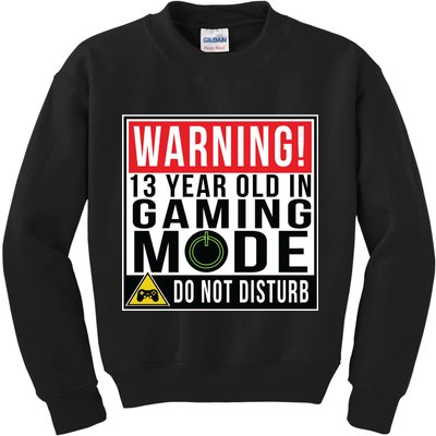 Warning 13 Year Old in Gaming Mode Teenager Kids Sweatshirt