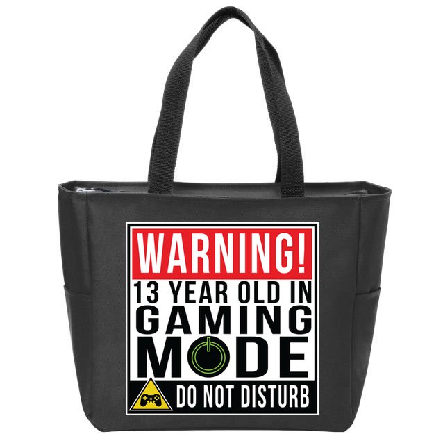 Warning 13 Year Old in Gaming Mode Teenager Zip Tote Bag