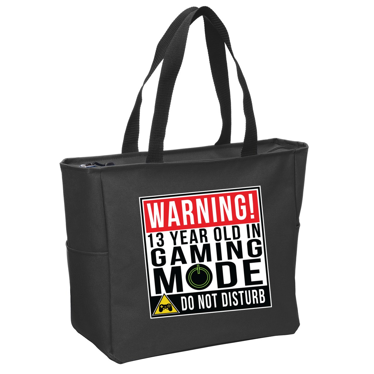 Warning 13 Year Old in Gaming Mode Teenager Zip Tote Bag