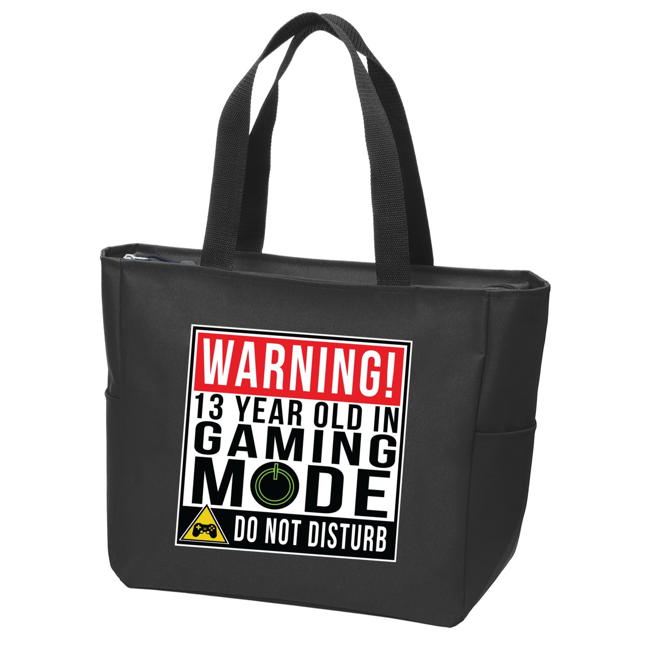 Warning 13 Year Old in Gaming Mode Teenager Zip Tote Bag