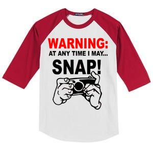 Warning At Any Time I May SNAP Kids Colorblock Raglan Jersey