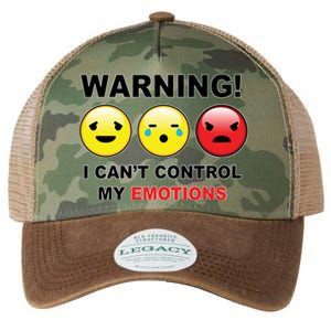 Warning Can't Control Emotions Emoji Face Legacy Tie Dye Trucker Hat