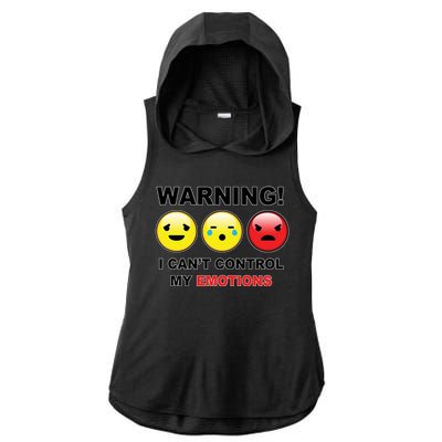 Warning Can't Control Emotions Emoji Face Ladies PosiCharge Tri-Blend Wicking Draft Hoodie Tank