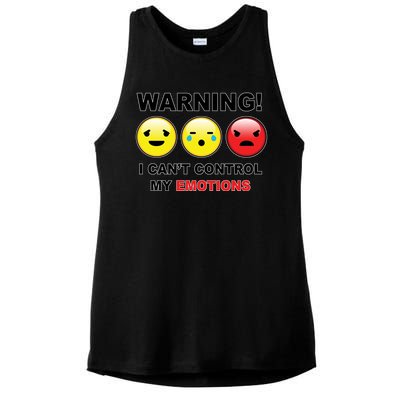 Warning Can't Control Emotions Emoji Face Ladies PosiCharge Tri-Blend Wicking Tank