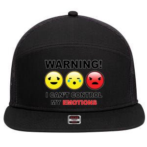 Warning Can't Control Emotions Emoji Face 7 Panel Mesh Trucker Snapback Hat