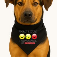Warning Can't Control Emotions Emoji Face USA-Made Doggie Bandana