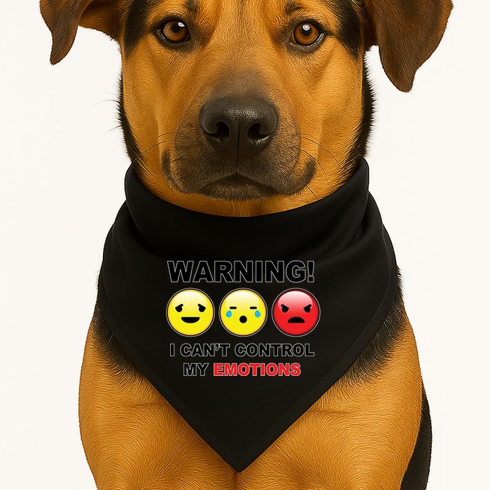 Warning Can't Control Emotions Emoji Face USA-Made Doggie Bandana