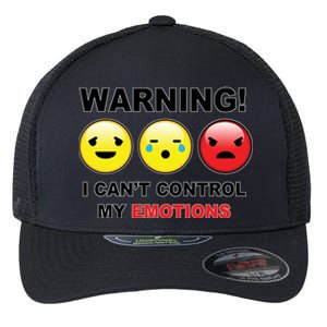 Warning Can't Control Emotions Emoji Face Flexfit Unipanel Trucker Cap