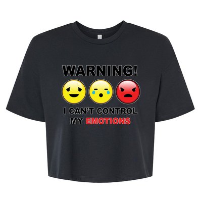 Warning Can't Control Emotions Emoji Face Bella+Canvas Jersey Crop Tee