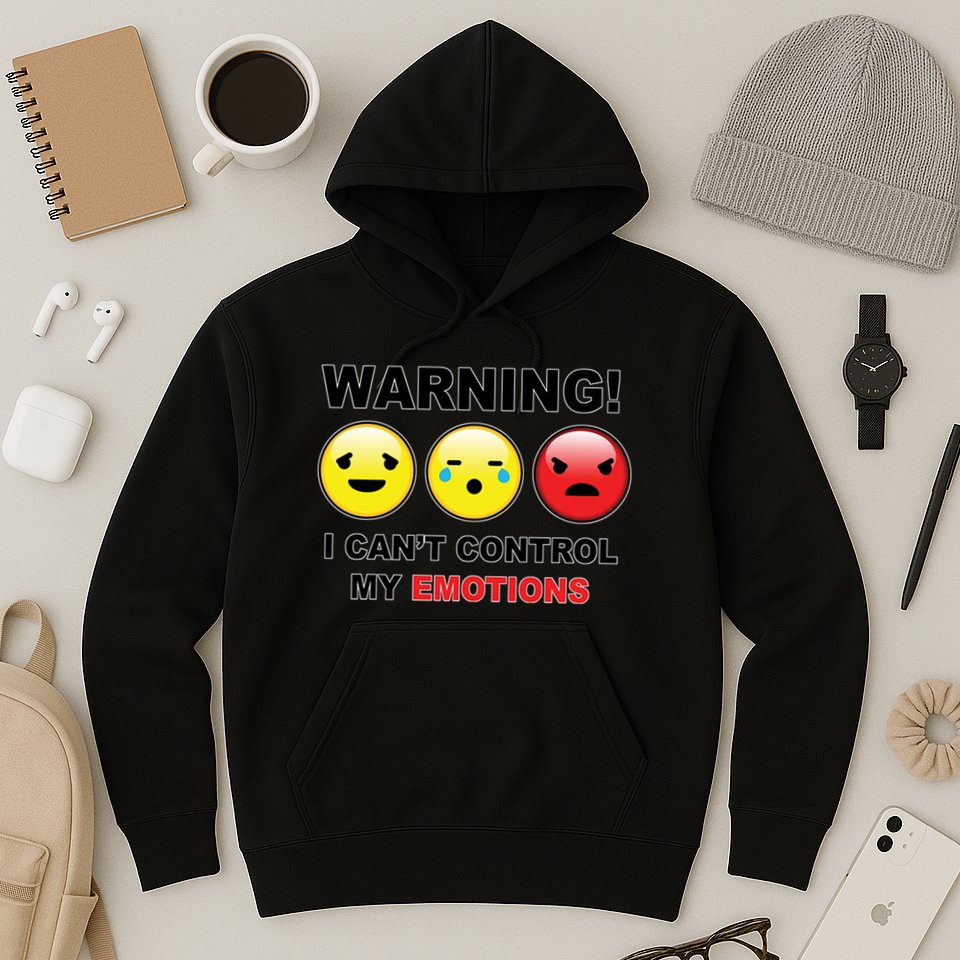 Warning Can't Control Emotions Emoji Face Hoodie