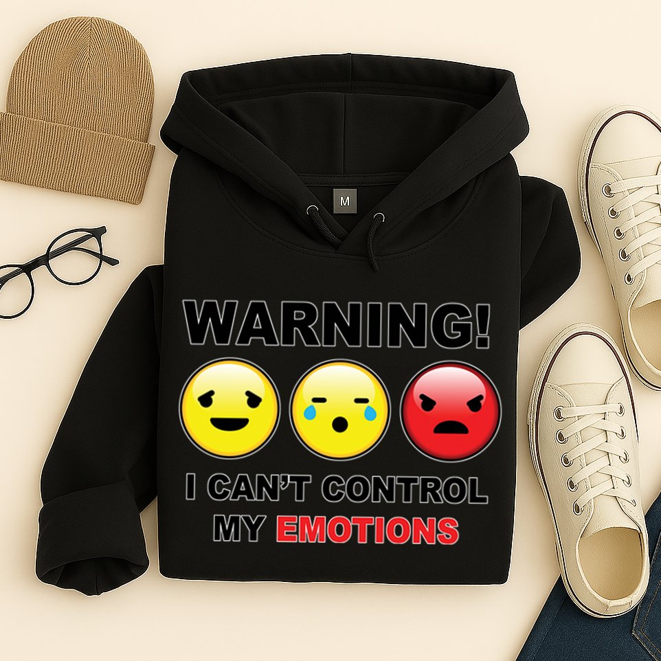 Warning Can't Control Emotions Emoji Face Hoodie
