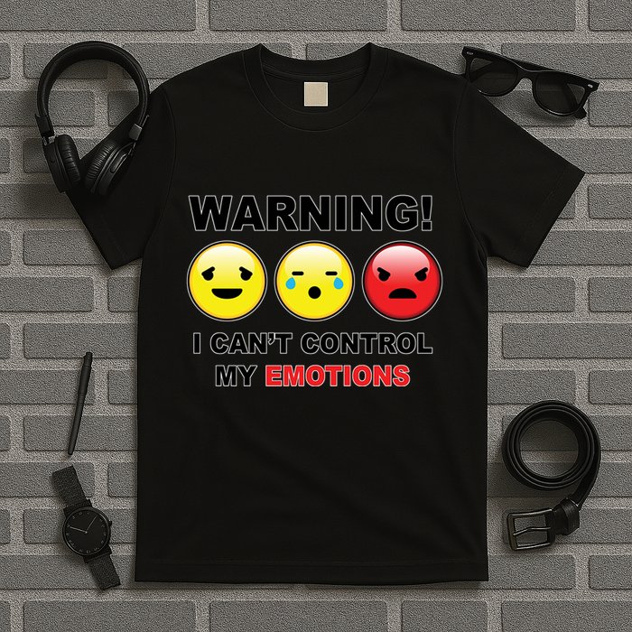 Warning Can't Control Emotions Emoji Face T-Shirt