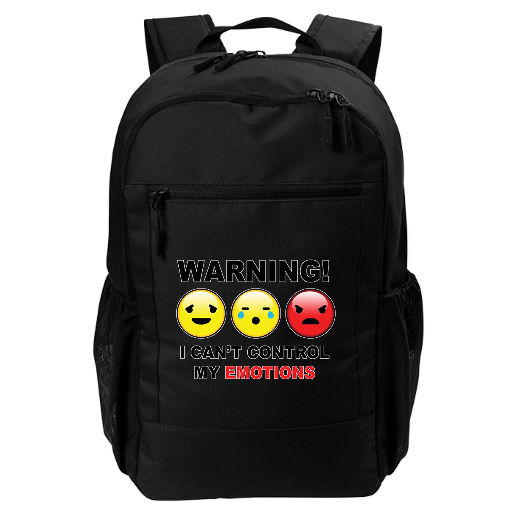 Warning Can't Control Emotions Emoji Face Backpack