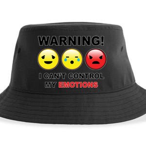 Warning Can't Control Emotions Emoji Face Sustainable Bucket Hat