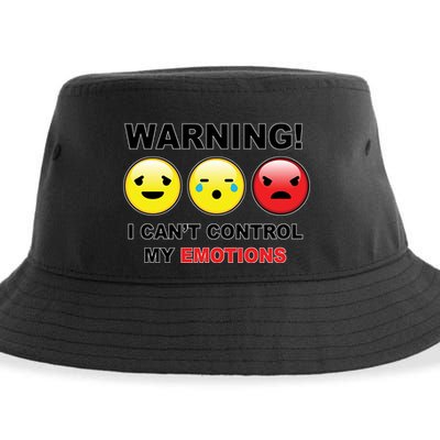 Warning Can't Control Emotions Emoji Face Sustainable Bucket Hat