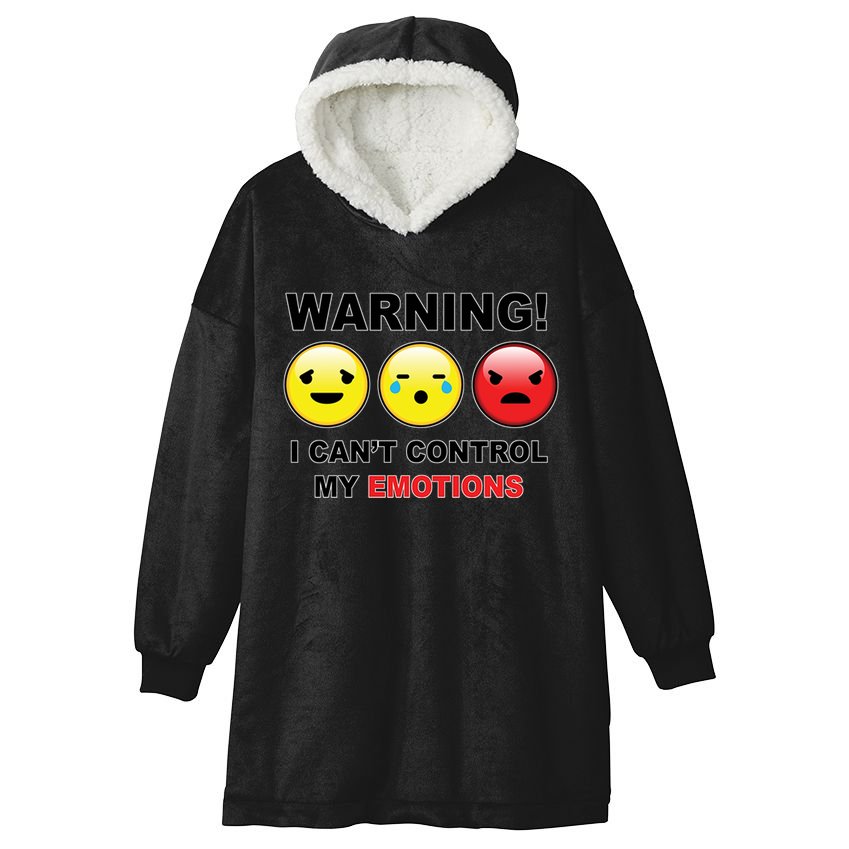 Warning Can't Control Emotions Emoji Face Hooded Wearable Blanket