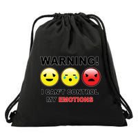 Warning Can't Control Emotions Emoji Face Drawstring Bag