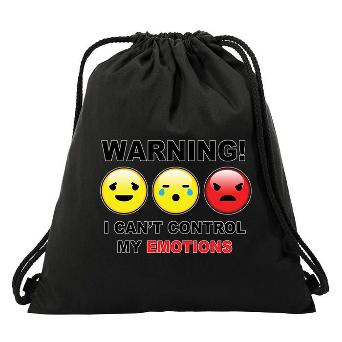 Warning Can't Control Emotions Emoji Face Drawstring Bag