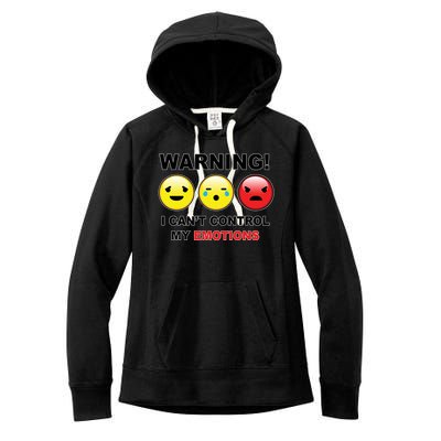 Warning Can't Control Emotions Emoji Face Women's Fleece Hoodie