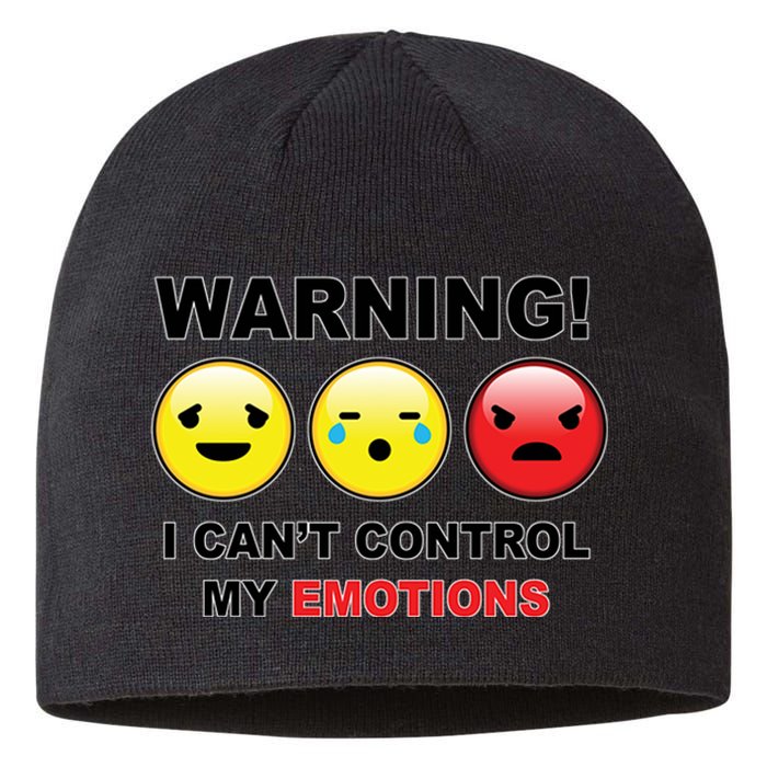 Warning Can't Control Emotions Emoji Face Sustainable Beanie