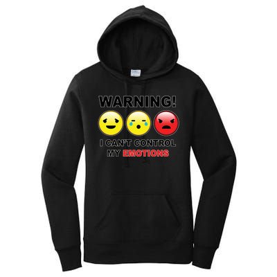 Warning Can't Control Emotions Emoji Face Women's Pullover Hoodie