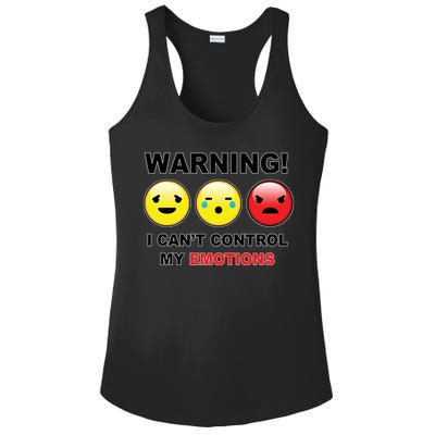 Warning Can't Control Emotions Emoji Face Ladies PosiCharge Competitor Racerback Tank