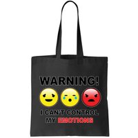 Warning Can't Control Emotions Emoji Face Bag