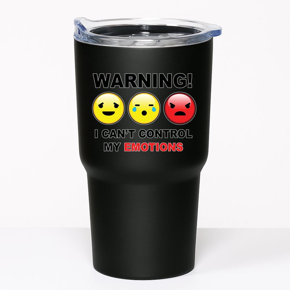 Warning Can't Control Emotions Emoji Face Tumbler